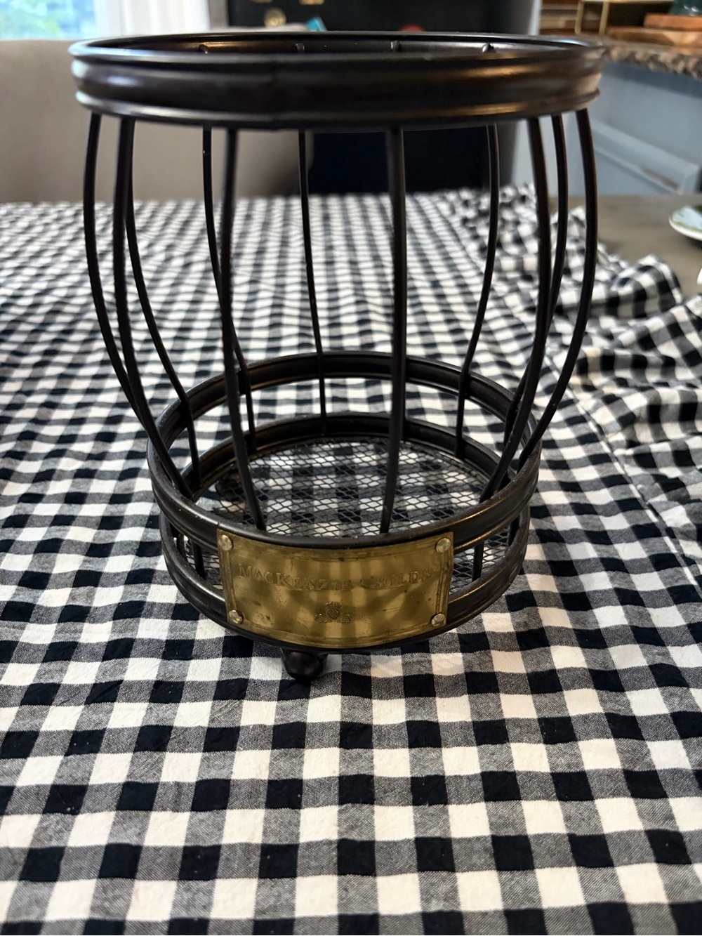 MacKenzie Childs Metal Utensil Holder Container Wire Caddy